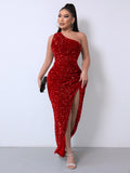 Fashion Dress For Women Party Dresses Sparkly Elegant Sexy Glitter Sequin Prom Gown Ouftits Long Ribbons For Party