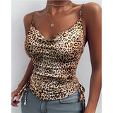 Women Tank Top V Neck Camisole Cami Drawstring Spaghetti Strap Top Loose Sleeveless Blouses Tank Shirt Summer Crop Top