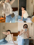 Summer Pure Color Korean Style Fashion Blouse Office Lady New Basic Sexy Sleeveless Tops Woman Beach Casual Slim Clothing