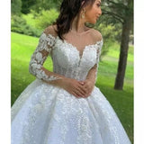 New Wedding Dresses Full Sleeve Wedding Gown Luxury Zipper Back Ball Gown Classic Lace Embroidery  Plus Size