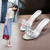 Darianrojas New PVC Jelly Sandals Women Crystal Peep Toe High Heels shoes Crystal Transparent Heel Sandals Slippers Pumps Women Shoes