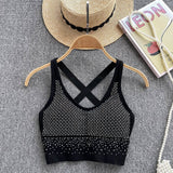 Chic Glitter Sequin Camis Sexy Backless Fashion Tank Top Slim Corset Bustier Bra Basic Straps Summer Women Party Crop Top Ins