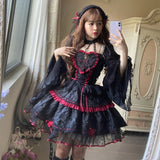 Darianrojas Dark Gothic Lolita Style Dresses Victorian Women Lace Halter Neck Bandage Corset Jsk Dress Japanese Fashion Holiday Party Dress