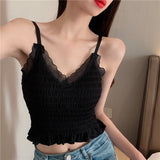 Lace Tank Top Sexy Beautiful Back Camisole Women Bottoming With Chest Pad Wrap Chest Fashion Casual Korean Streetwear