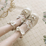 Darianrojas New Women Shoes Plus Size 22-28cm Feet Length Lace Bow Buckle Cute Lolita Girls Shoes Cartoon Bear Pearl Mary Jane Shoes