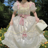 Vintage Victorian Lolita Princess Dress Women Elegant Sweet Flower Lace Bow Dancing Party Wedding Dresses Girly Lolita Vestidos