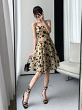 Women Fashion Spaghetti Strap Prom Mini Dress Suit Elegant Sleeveless Slim Vestdios Female Bodycon Evening Party Clothes Summer