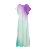 TRAF Women New Fashion Tie-Dyed Long Dresses  Spring Summer Elegant Sleeveless Folds Sweet Vestidos High Street Outwear