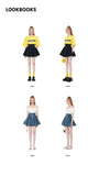 Summer Blue Korean Sweet Denim Skirt Women High-waisted France Vintage Mini Skirts Female Retro Shirred Tie Up Skirt Casual