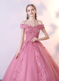 Autumn New Vestidos Sweet Pink Quinceanera Dresses Classic Ball Gown Luxury Lace Party Dress Plus Size Robe De Bal 6 Colors