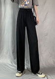 Women Pants  Spring Summer Ice Silk Wide Leg Pants High Waist Casual Female Slim Loose Straight Black Trousers