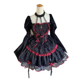 Darianrojas Dark Gothic Lolita Style Dresses Victorian Women Lace Halter Neck Bandage Corset Jsk Dress Japanese Fashion Holiday Party Dress