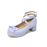 Darianrojas Spring Women Pumps  Plus Size 22-26.5cm Rhinestone Lace Bow Ankle Strap Lolita Shoes Cute Mary Jane Shoes Platform Shoes
