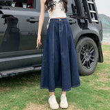 Women's A-Line Skirts Streetwear Loose Casual Jeans Summer Korean Style High Waist Sexy Split Classic Vintage Skirt