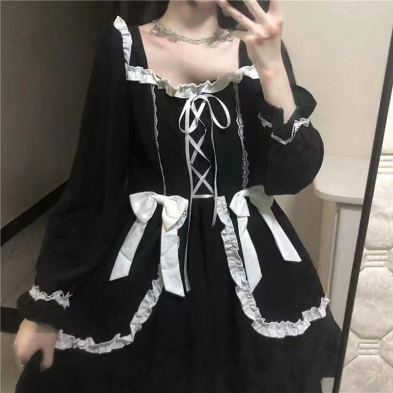 Darianrojas Sexy Cute Lace Up Black and White Maid Dress Role Play Costume Transparent Chiffon Cosplay Anime Uniform Temptation Suit