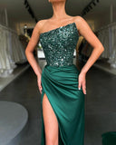 Luxurious Evening Party Dresses Strapless Sleeveless Mermaid Chiffon Floor-Length  New Sequined Classic Prom Dress Women