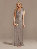 Luxury Champagne V-Neck Sequin Evening Dress Women Party Maxi Dress Beading Gowns Long Prom Cocktail Dresses