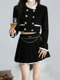 Darianrojas Autumn Vintage Suit Korean Fashion 2 Piece Dress Set Black Y2k Mini Skirt Woman + Elegant Crop Tops Casual Casual Clothing