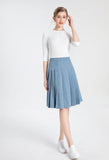 Fashion   woman clothes pure colour pleated skirt cover knee lady skirts