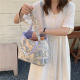 Darianrojas Women's Bag Cheap Casual Large Capacity Shoulder Bags Shopper Canvas Fashion Harajuku Zipper Flower Print Ulzzang Handbags