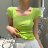 16 Colors Summer Women T Shirt Girls T-Shirt Woman Clothes Tops Y2k Cotton Slim Tshirt Female Short Sleeve Crop Top Tee Sexy