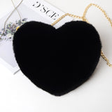 Darianrojas Fashion Women's Heart Shaped Handbags Cute Kawaii Faux Fur Crossbody Bags Wallet Purse Plush Chain Shoulder Bag Lady Handbag