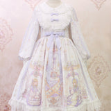 Darianrojas Japanese Sweet Kawaii Blue Lolita Long Sleeve Dress Fairy Dress Lolita Kawaii Sweet Lolita White Lolita Dress Harujuku Dress