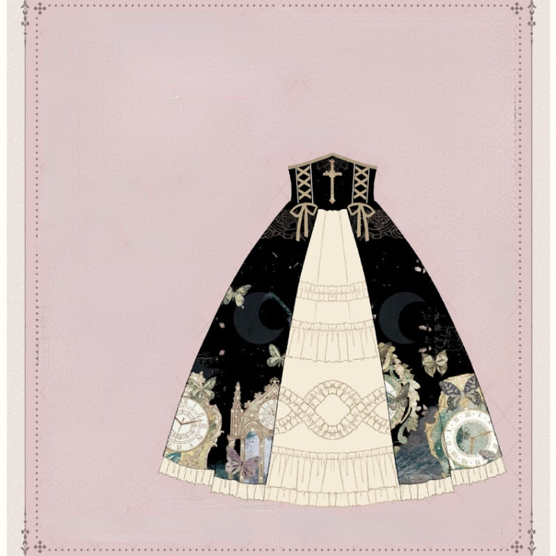 Darianrojas Victorian Gothic Lolita Dress Kawaii Women Sweet Lace Sleeve Blouses Butterfly Print Princess Skirt Vintage Elegance Lolita Sets