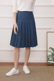 Fashion   woman clothes pure colour pleated skirt cover knee lady skirts