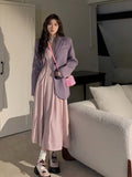 Darianrojas Elegant One Piece Dress Korean Fashion Autumn Basic Long Sleeve Casual Midi Dress Pure Color Even Party Dress Female Chic