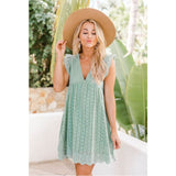 V-neck Summer Short Sleeve Lace Dress Hollow Casual Dress Women Party Dresses Ladies A Line Vestidos Robe with Pocket 21092