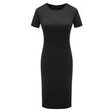 New thin Short Sleeve Knee Dress Fashion Simple Women's Solid Color Variety Dress