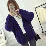 Y2k American Vintage Sweaters Women Autumn Winter Purple Cardigan Women Warm Loose V-neck Knitted Overcoat Weave Cardigans