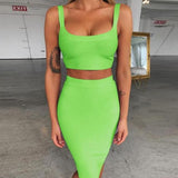 Bandage dress sets Women Sexy Two Piece Skirt Set  Summer Lilac Bodycon skirt and top set matching sets For Club Party