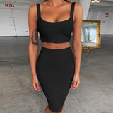 Bandage dress sets Women Sexy Two Piece Skirt Set  Summer Lilac Bodycon skirt and top set matching sets For Club Party