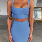 Bandage dress sets Women Sexy Two Piece Skirt Set  Summer Lilac Bodycon skirt and top set matching sets For Club Party