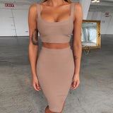 Bandage dress sets Women Sexy Two Piece Skirt Set  Summer Lilac Bodycon skirt and top set matching sets For Club Party