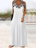 Women's Casual Dress Black Dress A Line Dress Long Dress Maxi Dress Polyester Fashion Casual Outdoor Daily Going out Strap Lace Patchwork Sleeveless Summer Spring Regular Fit Black White Green