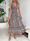 Women's Casual Dress Ethnic Dress Swing Dress Floral Paisley Print V Neck Long Dress Maxi Dress Vintage Ethnic Outdoor Street Sleeveless Loose Fit Light Green Blue Purple Summer Spring S M L XL XXL