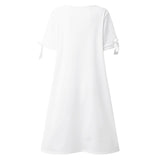 Women's Casual Dress Shift Dress Mini Dress White Short Sleeve Pure Color Bow Spring Summer V Neck Basic Daily Weekend Summer Dress  S M L XL XXL 3XL 4XL