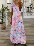 Women's Long Dress Maxi Dress Casual Dress Print Dress Graphic Floral Fashion Modern Daily Holiday Vacation Short Sleeve V Neck Dress Regular Fit White Pink Wine Summer Spring S M L XL 2XL 3XL 4XL 5XL