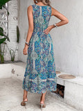 Women's Casual Dress Ethnic Dress Swing Dress Floral Paisley Print V Neck Long Dress Maxi Dress Vintage Ethnic Outdoor Street Sleeveless Loose Fit Light Green Blue Purple Summer Spring S M L XL XXL