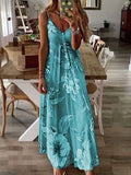 Women's Long Dress Maxi Dress A Line Dress Summer Dress Print Dress Floral Fashion Modern Daily Holiday Date Ruched Print Sleeveless V Neck Dress Regular Fit Pink Blue Purple Summer Spring S M L XL