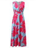 Women's Casual Dress Swing Dress Floral Dress Long Dress Maxi Dress Green Blue Pink Sleeveless Floral Print Spring Summer Deep V Hot Daily S M L XL XXL