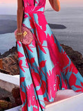 Women's Casual Dress Swing Dress Floral Dress Long Dress Maxi Dress Green Blue Pink Sleeveless Floral Print Spring Summer Deep V Hot Daily S M L XL XXL